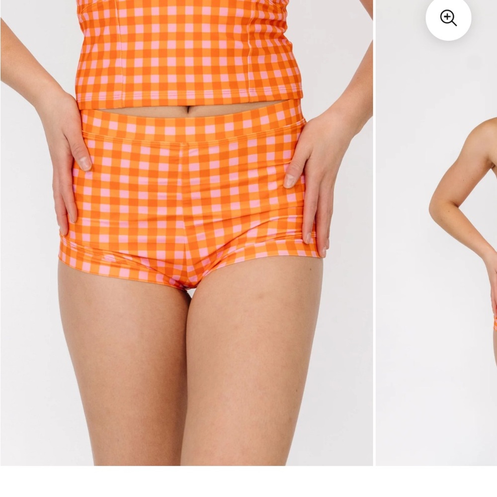 Lime Ricki Orange and Pink Checkered Swim Shorts
